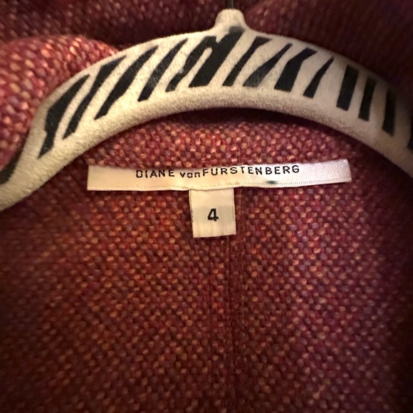 Vintage Diane von Furstenberg Wool Tweed Marika Blazer Velvet & Fringe Trim - Picture 4 of 5